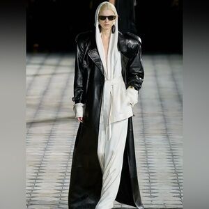 YSL-style 100% sheepskin trench coat